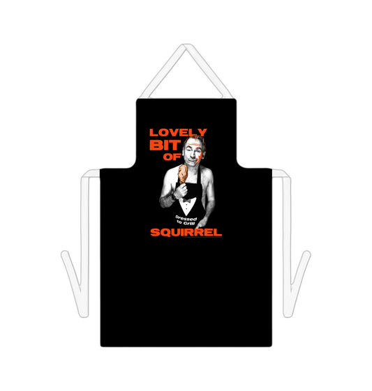 White \"Lovely Bit Of Squirrel\" Apron